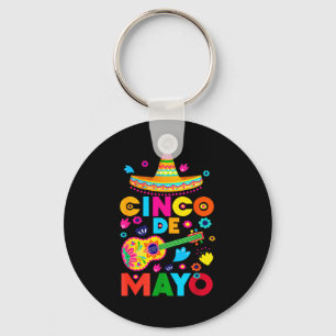 Happy cinco de mayo mexican sombrero guitarHappy c Key Ring