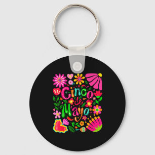 Happy cinco de mayo mexican sombrero margarita key ring