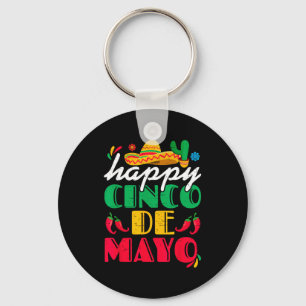 Happy cinco de mayo mexican sombrero margaritaHapp Key Ring