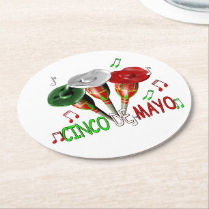 Happy Cinco de Mayo Round Paper Coaster