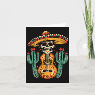 Happy Cinco De Mayo Skeleton Skull Sombrero Guitar Card