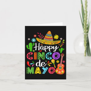 Happy Cinco De Mayo With Sombrero And Guitar For M Card