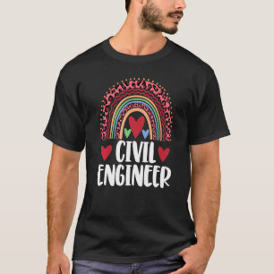 Happy Civil Engineer Rainbow  Men Leopard Rainbow  T-Shirt