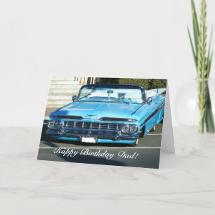 Happy Classic Blue Car greeting card