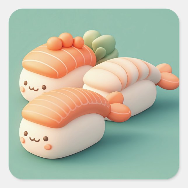 Happy Clay Sushi Trio Sticker (Front)