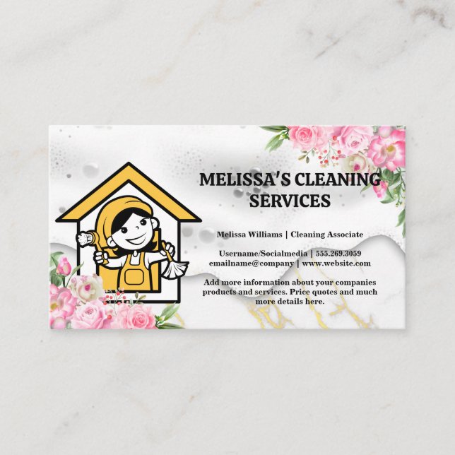 Happy Cleaner | Soap | Flowers Business Card (Front)