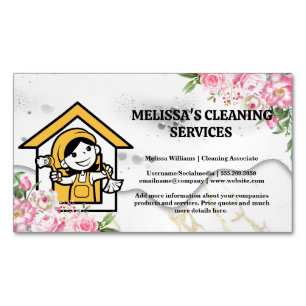 Happy Cleaner Soap Flowers Magnetic Business Card