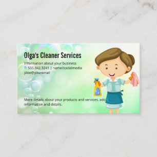 Happy Cleaning Lady Home Cleaning Services Business Card