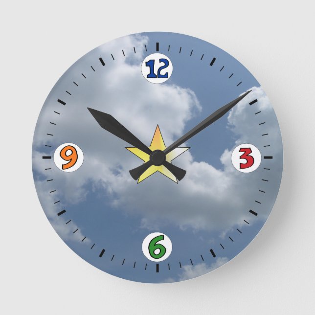 "Happy Clouds" Acrylic Wall Clock (Front)