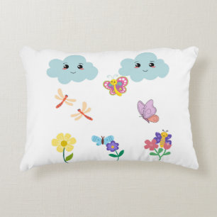 Happy Clouds and Garden Friends Decorative Cushion