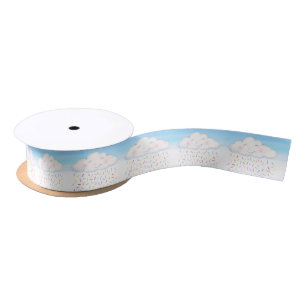 Happy clouds candy sprinkle watercolor baby shower satin ribbon