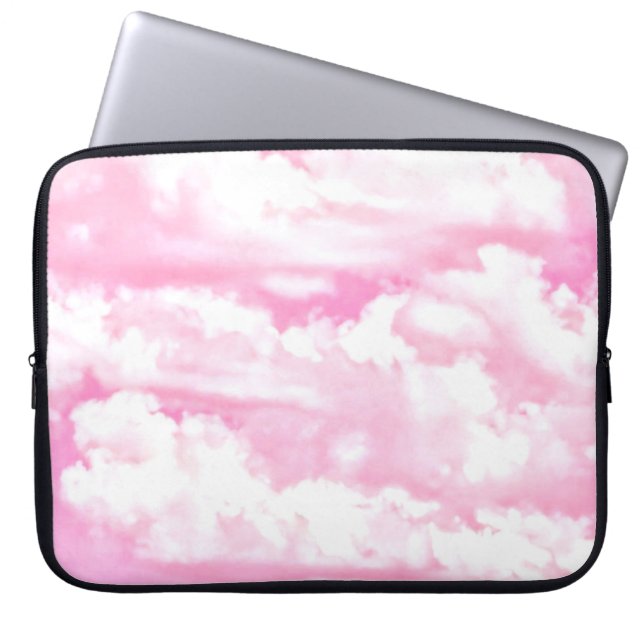 Happy Clouds in Light Pink Laptop Sleeve (Front)