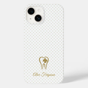Happy Clover Teeth   Golden Polka Dots Case-Mate iPhone 14 Case