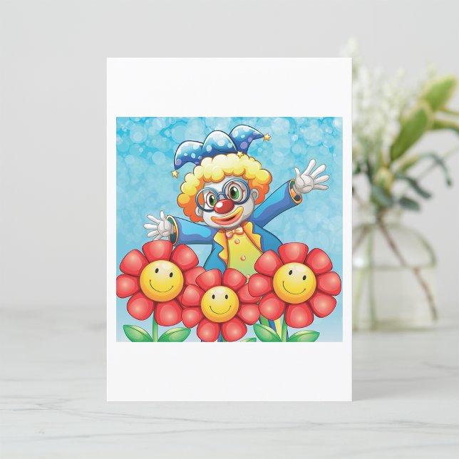 Happy Clown and Smiling Flowers Invitation (Creator Uploaded)