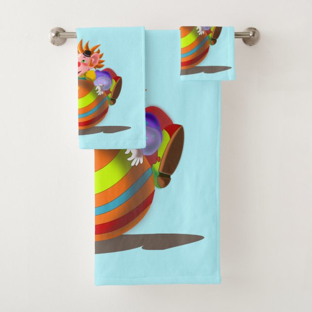 Happy Clown Bath Towel Set - Customisable (Insitu)