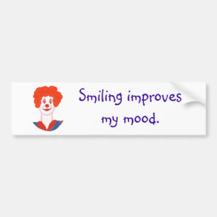 Happy Clown Face, Smiling improves my mood Bumper Sticker