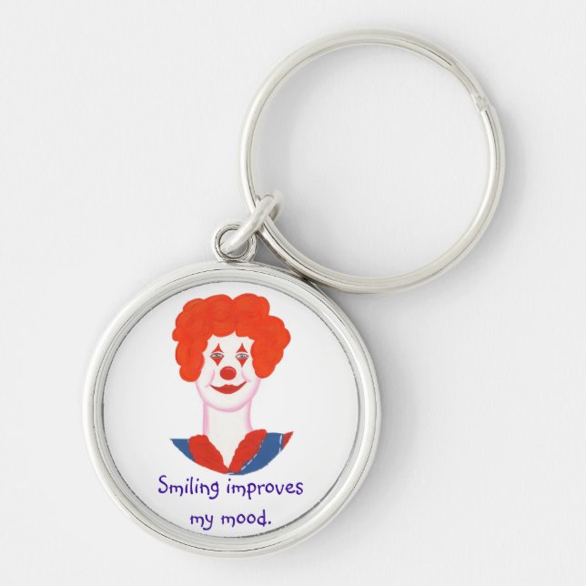 Happy Clown Face, Smiling improves my mood Key Ring (Front)