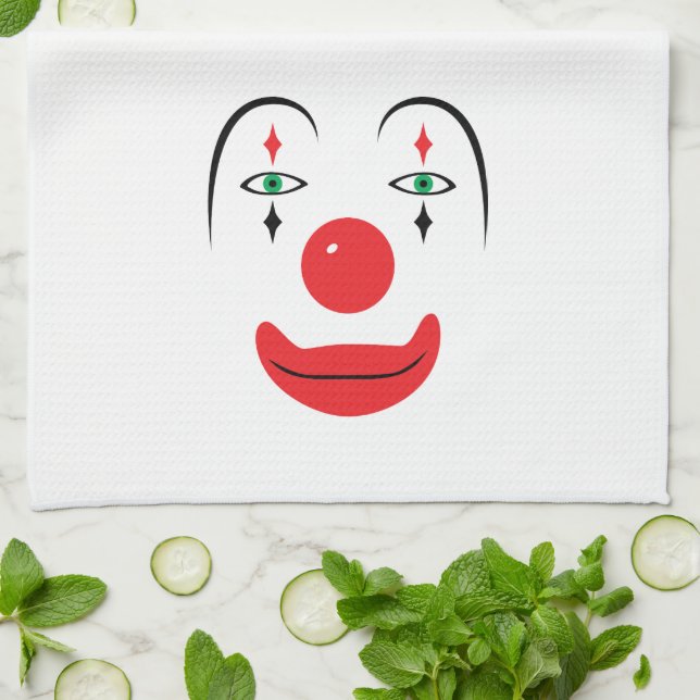 Happy Clown Face Tea Towel (Folded)