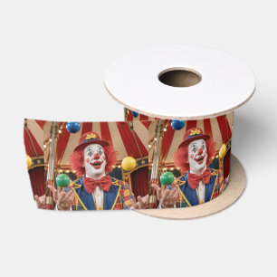 Happy Clown Juggling Colourful Balls Satin Ribbon