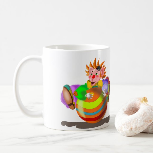 Happy Clown Mug Circus - Your Colour - Text (With Donut)