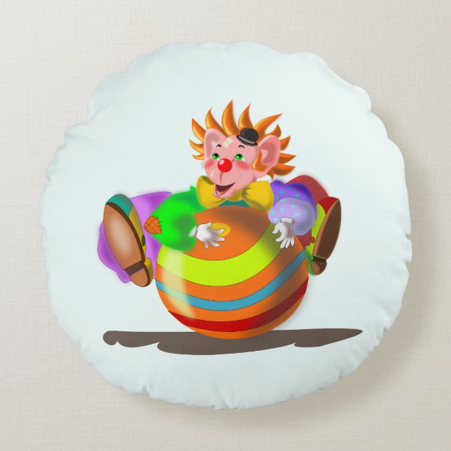 Happy Clown Round Pillow (Front)