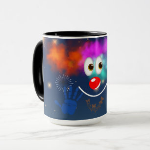 Happy clown, stars and the sky mug