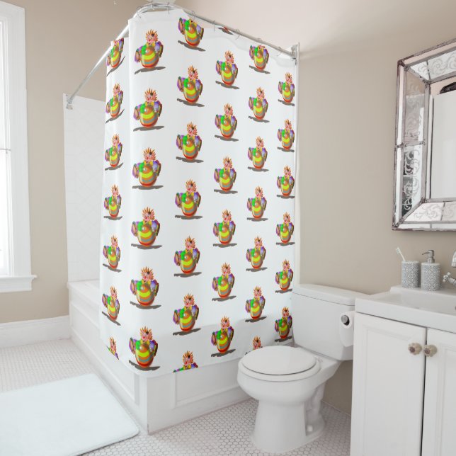 Happy Clown with Ball - Circus - Fun Painting Shower Curtain (In Situ)