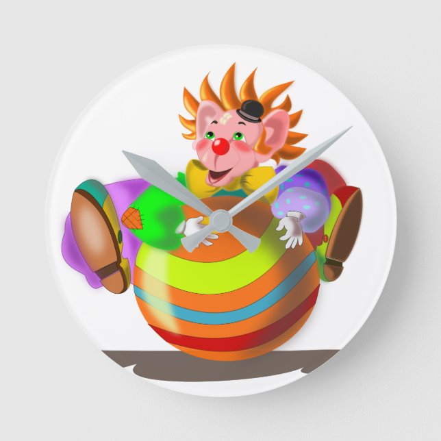 Happy Clown with Ball Funny Clock Circus  (Front)