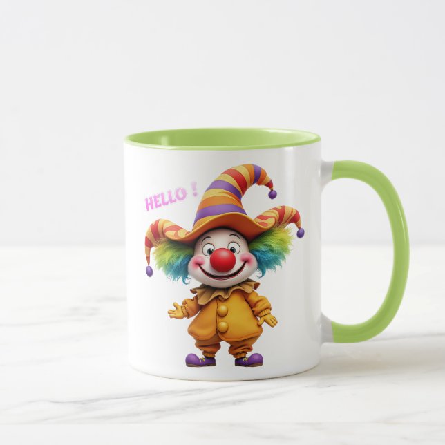 Happy clown with colorful hat. mug (Right)
