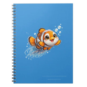 Happy Clownfish Tropical Sea Life Illustration Notebook