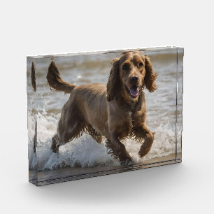 Happy Cocker Spaniel Beach Fun Day, Photo Block