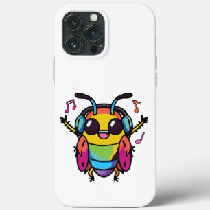 Happy cockroach with headphones listening to music iPhone 13 pro max case