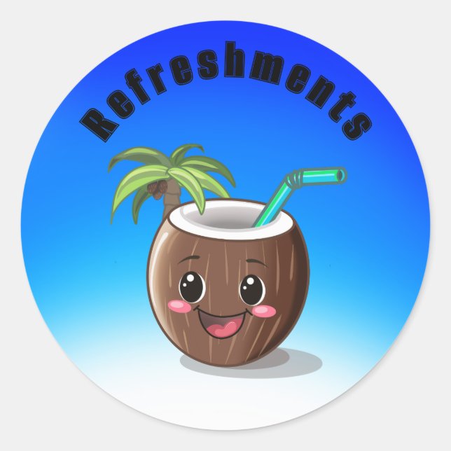 Happy Coconut  Classic Round Sticker (Front)