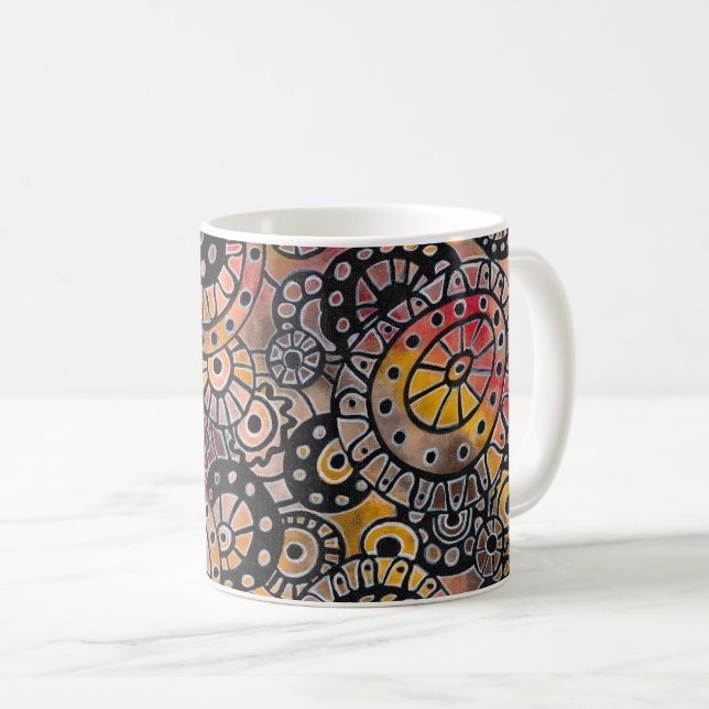 Happy Coffee Acrylic Hand Painted Rustic Modern Mug (Front Right)