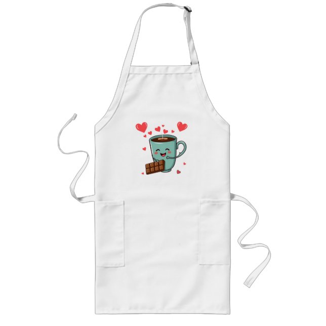 Happy Coffee & Chocolate – Cute Valentine Long Apron (Front)