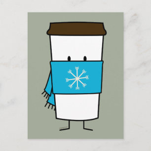 Happy Coffee Cup wearing a scarf Postcard