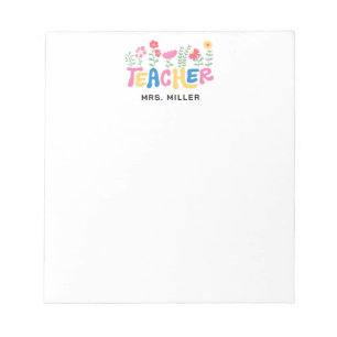 Happy Colorful Flowers Teacher Appreciation Notepad