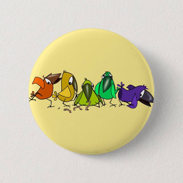 Happy Colourful Birds Button Fun (Front)