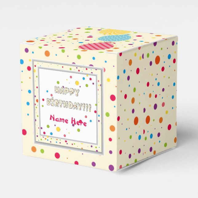 Happy Colourful Birthday Favour Box (Front Side)