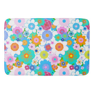 Happy colourful bright flowers cheerful multicolor bath mat