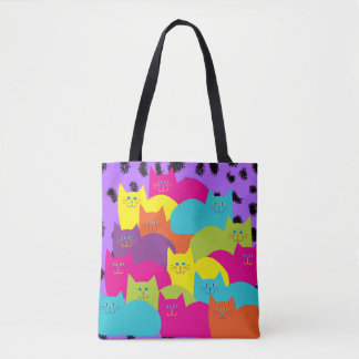 Happy colourful cats tote bag