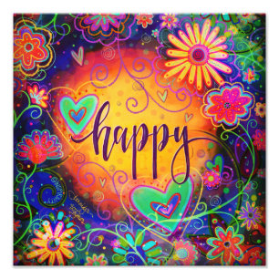 Happy. Colourful Cheerful Inspirivity Photo Print