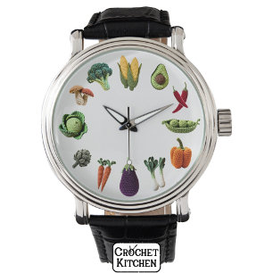 Happy Colourful Crochet Vegetable Mushroom Collage Watch