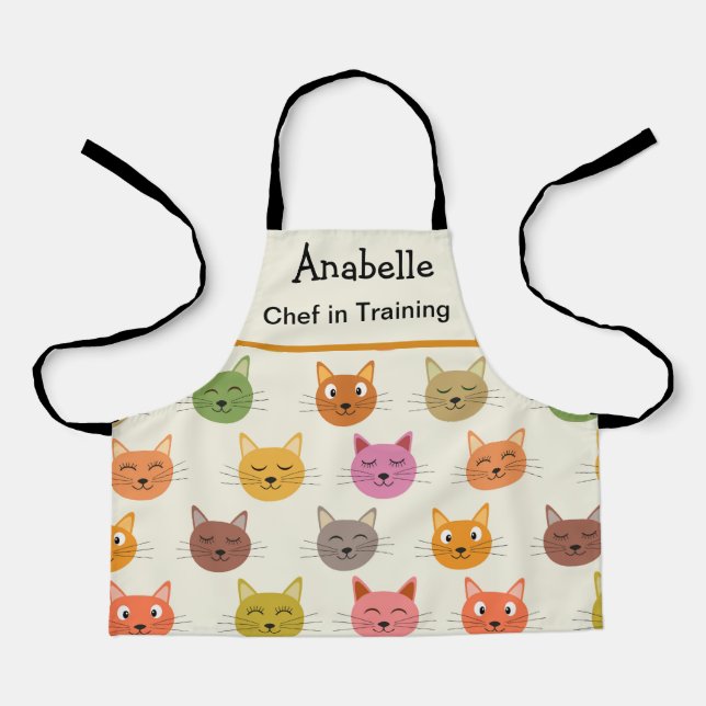 Happy  Colourful kawaii Cats chef in training  Apron (Front)