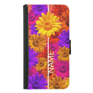  Happy Colourful Modern Fun Hippie Sunflower Custo Samsung Galaxy S5 Wallet Case