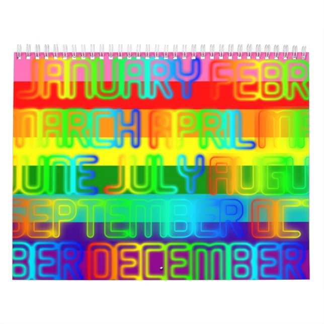 Happy Colourful Rainbow Colours Typography Calendar (Cover)