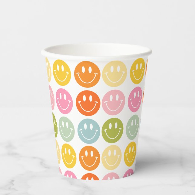 Happy Colourful  Smiling Faces Paper Cups (Front)