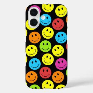 Happy Colourful Smiling Faces Pattern iPhone 16 Case