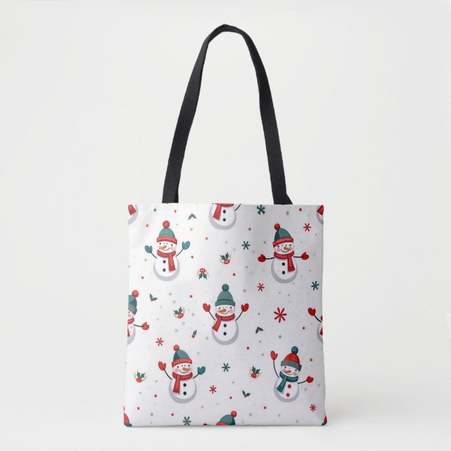 Happy colourful snowmen  tote bag (Front)