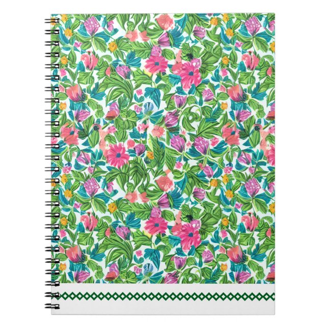 Happy colourful summer pattern botanical artwork notebook (Front)